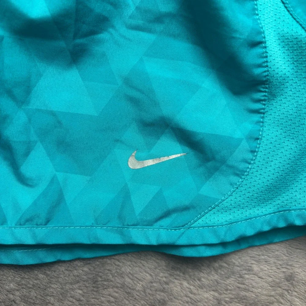 Nike Running‎ Shorts Womens L Teal Blue Geometric Pattern Athletic Gym Fit